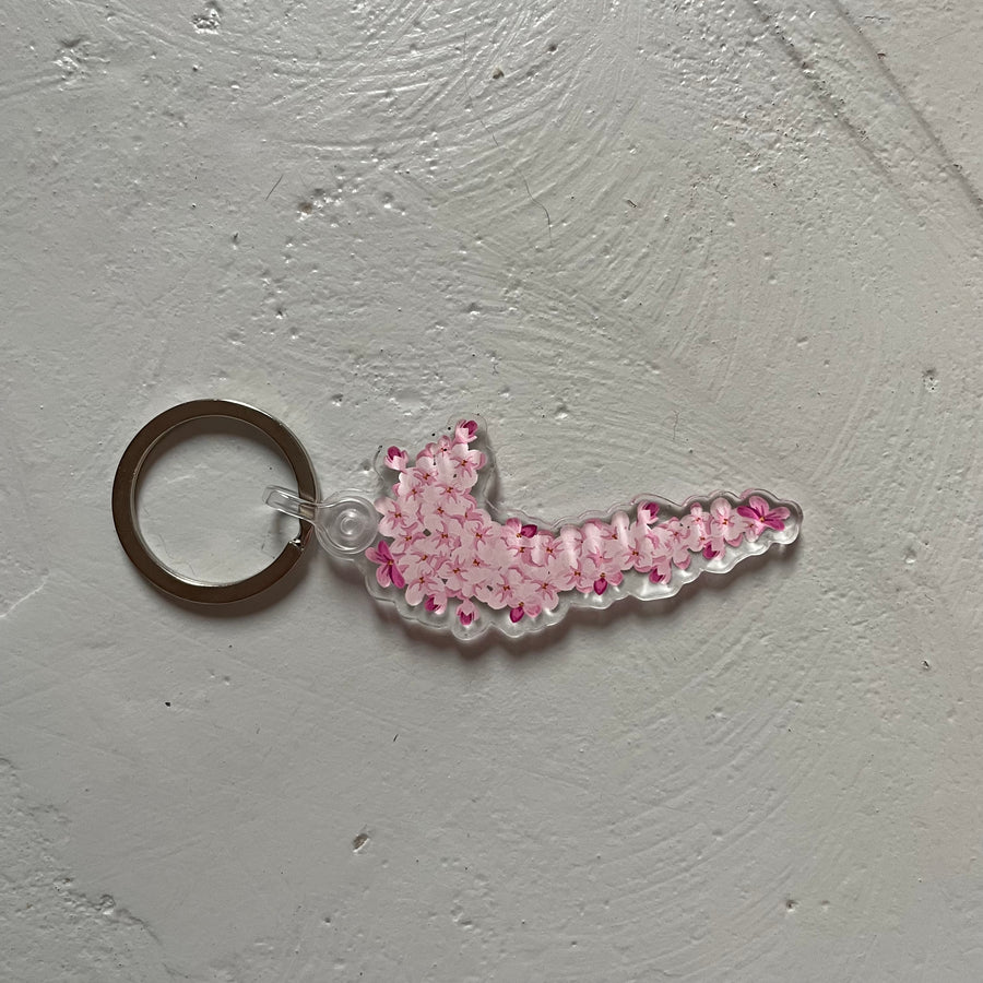 Keychain Pink Floral Swoosh